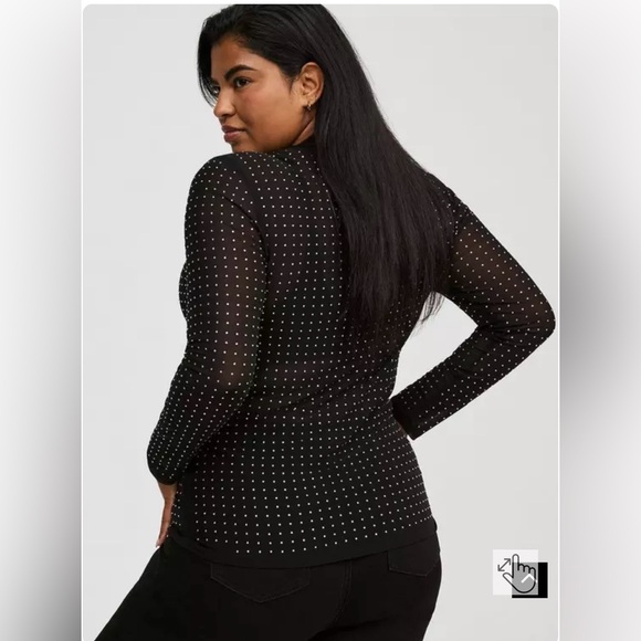 Mesh Mock Neck Rhinestone Top - Picture 3 of 5